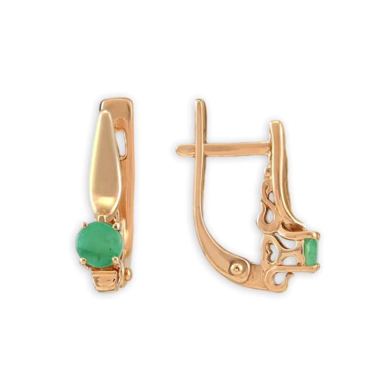 Серебряные серьги с натуральным изумрудом