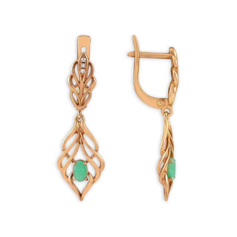 Серьги из серебра с изумрудами