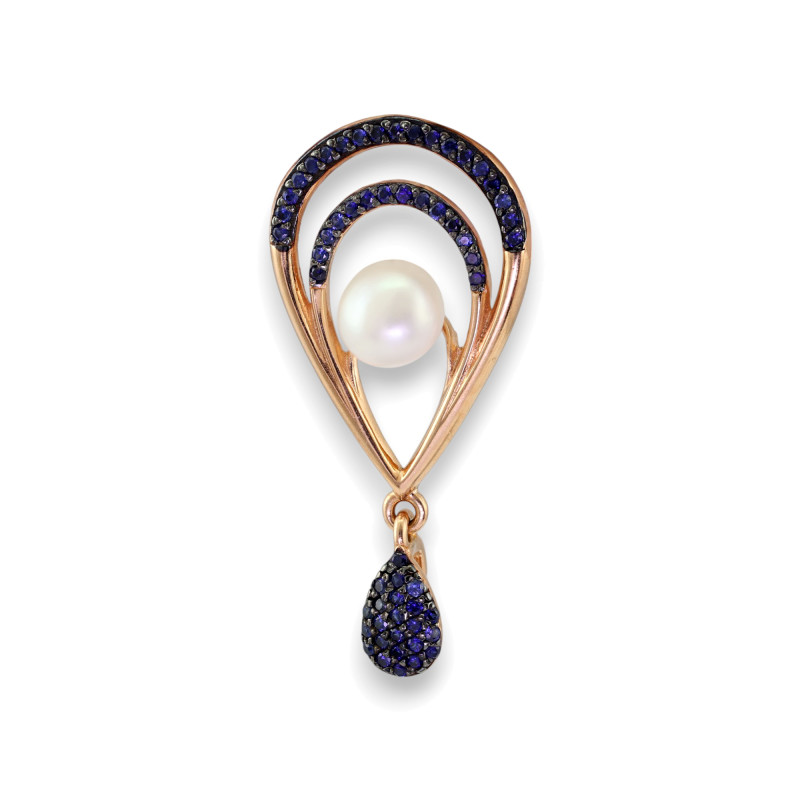 Подвеска из серебра с сапфирами и жемчугом