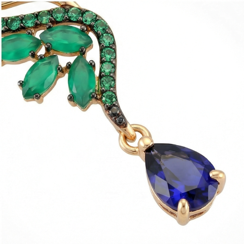 Серьги из серебра с сапфиром и и агатом