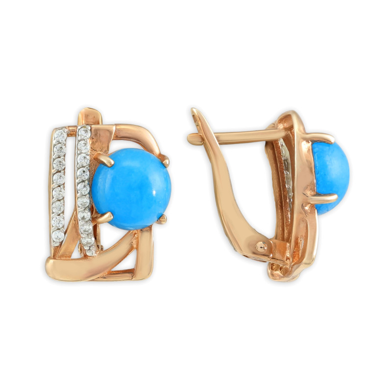 Серьги из серебра с халцедонами и фианитами