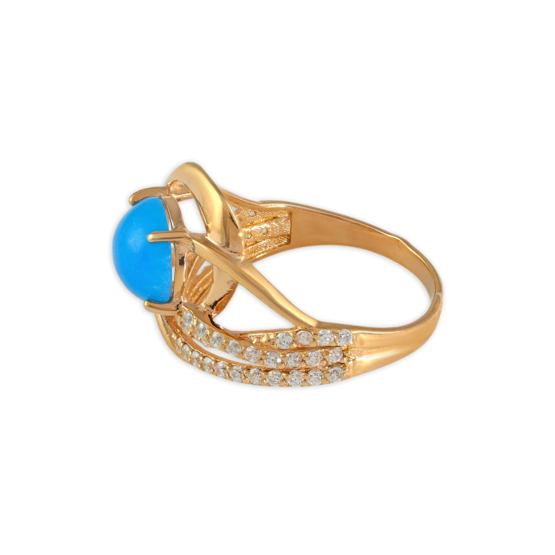 Кольцо из серебра с халцедоном и фианитами