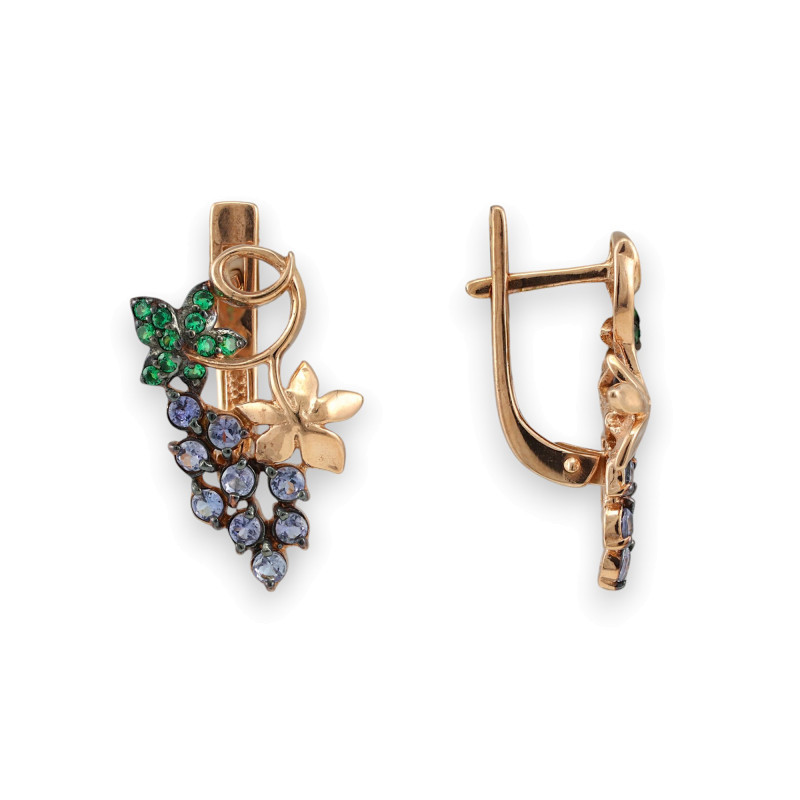 Серьги позолоченные с танзанитом