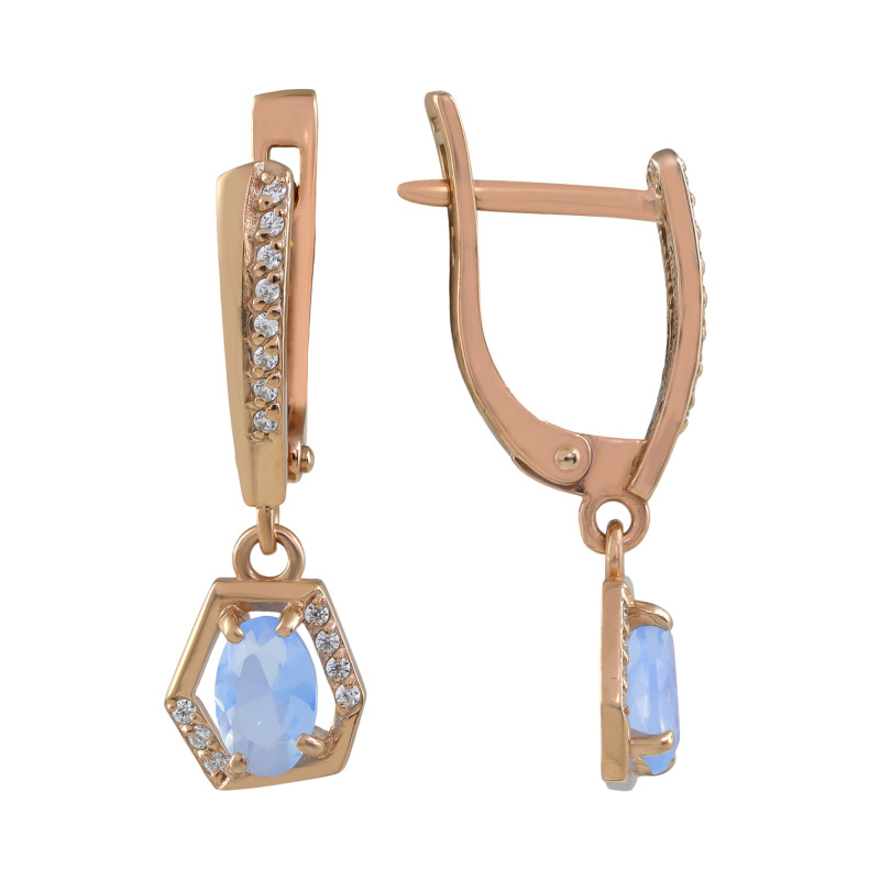 Серьги из серебра с ониксом и фианитами