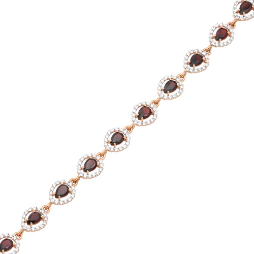 Браслет с гранатами и фианитами