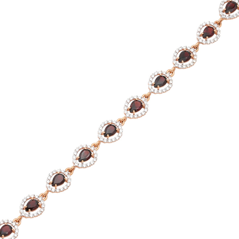 Браслет с гранатами и фианитами
