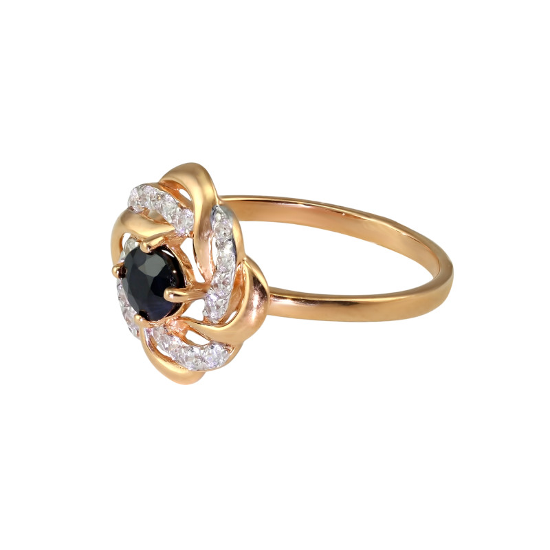 Позолоченное кольцо из серебра с сапфиром