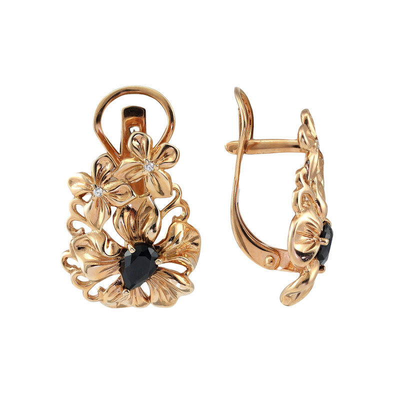 Позолоченные серьги из серебра с сапфирами