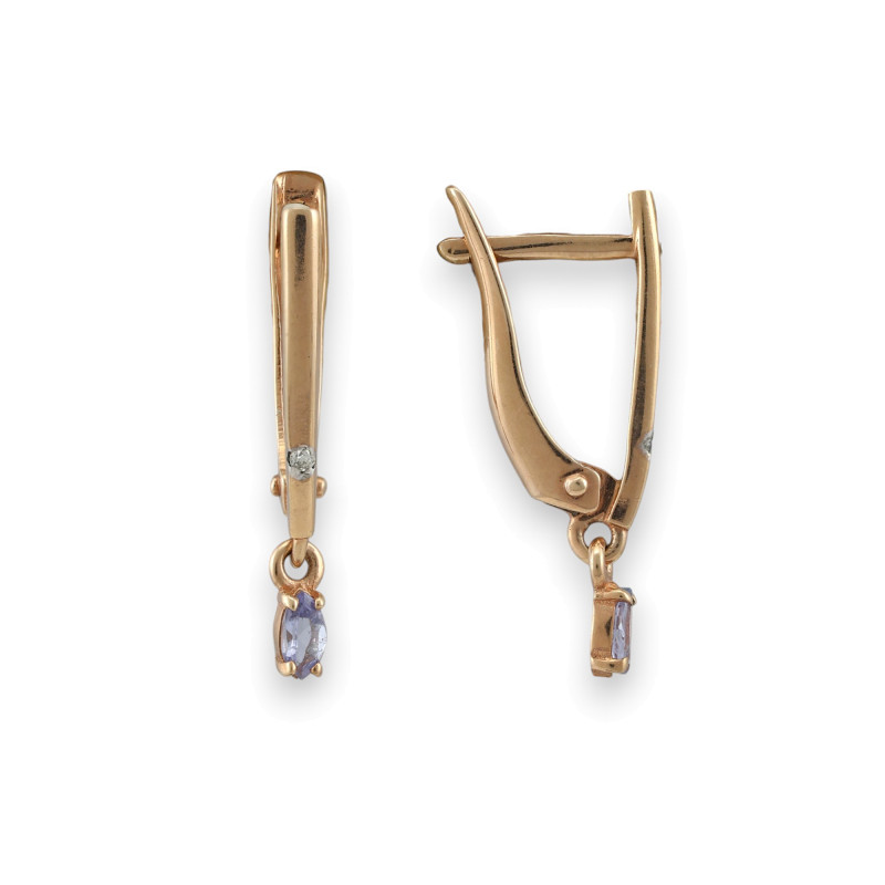 Серьги с бриллиантом и танзанитом