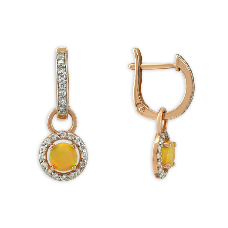 Серебряные серьги с опалом и фианитами