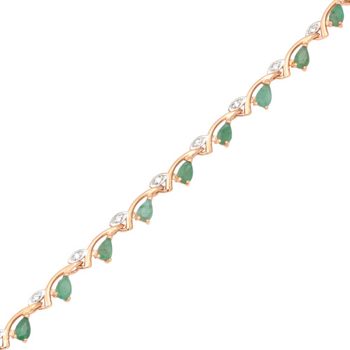 Серебряный браслет с натуральными изумрудами