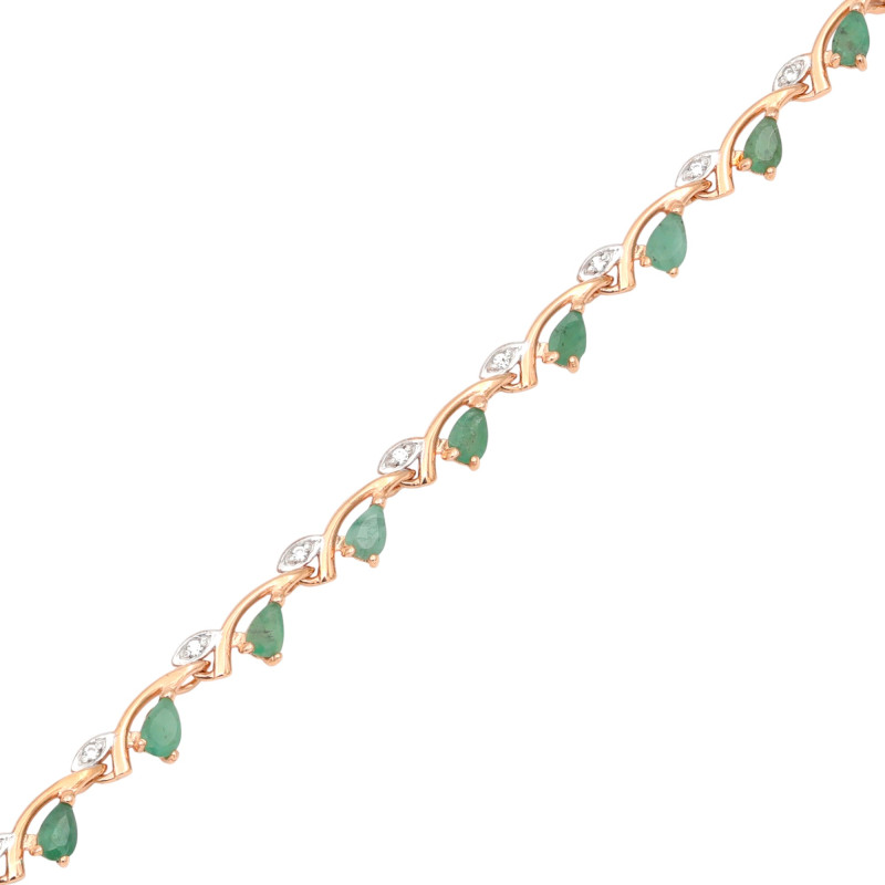 Серебряный браслет с натуральными изумрудами