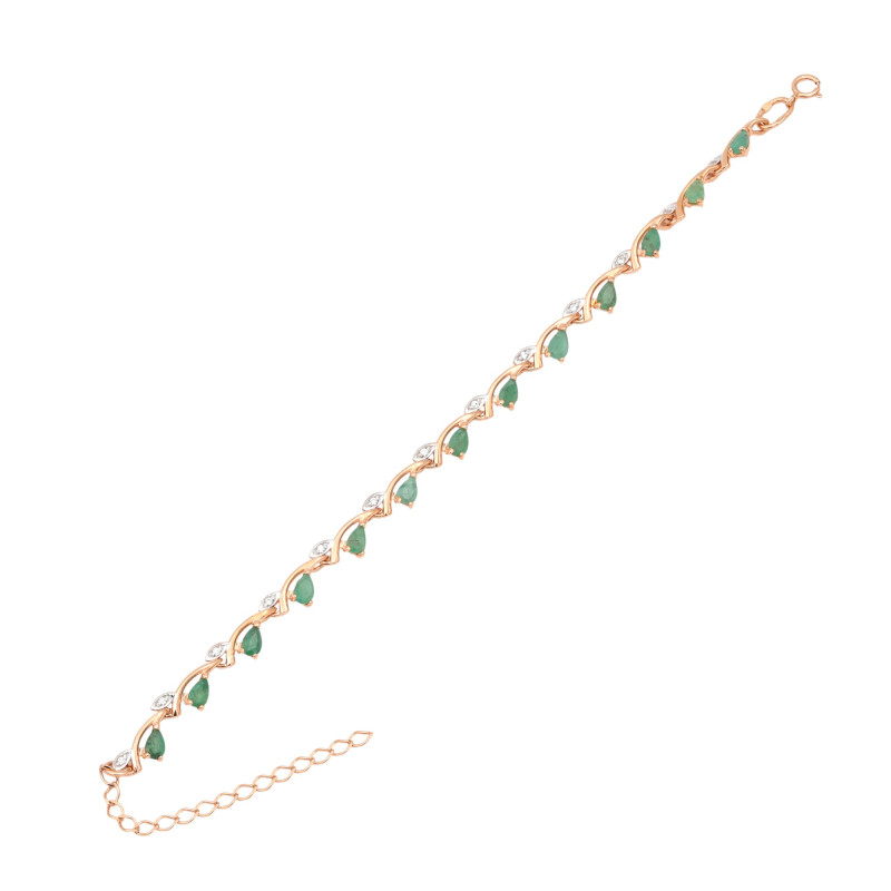 Серебряный браслет с натуральными изумрудами