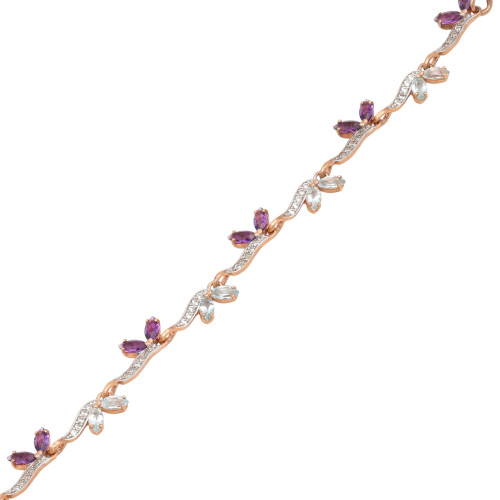 Браслет с натуральными топазами и аметистами