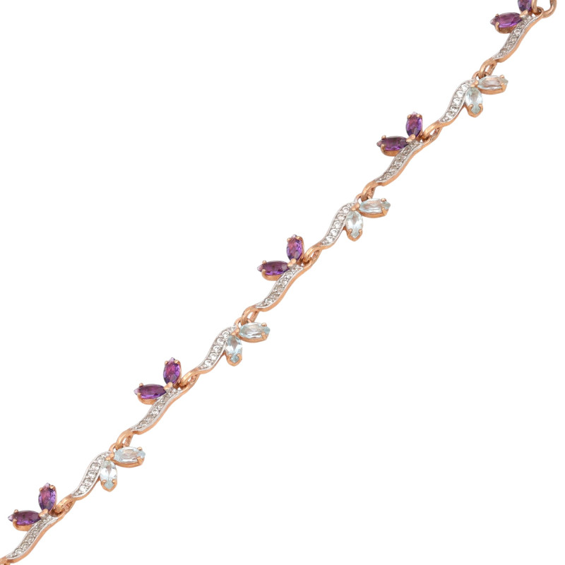 Браслет с натуральными топазами и аметистами