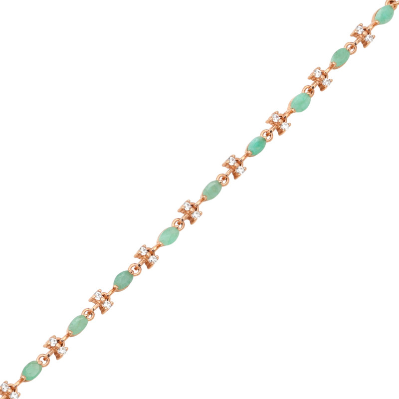 Браслет с изумрудами и фианитами