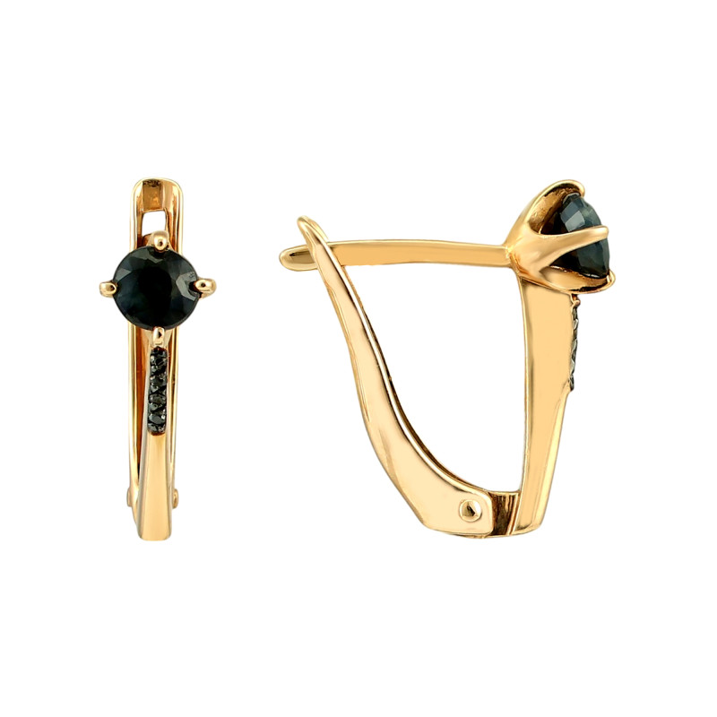 Серебряные серьги с сапфиром и бриллиантами