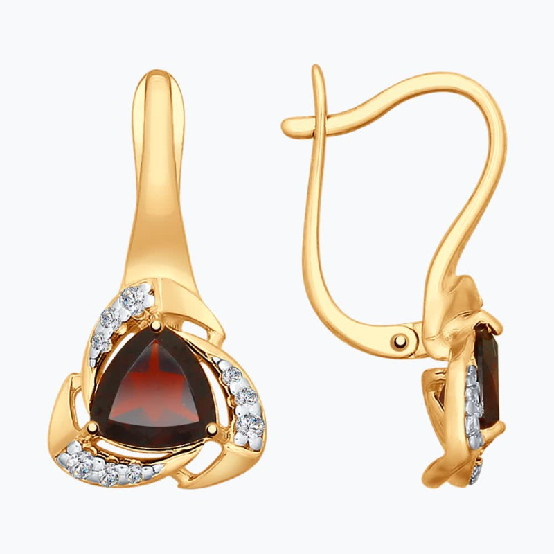 Серебряные серьги с гранатом