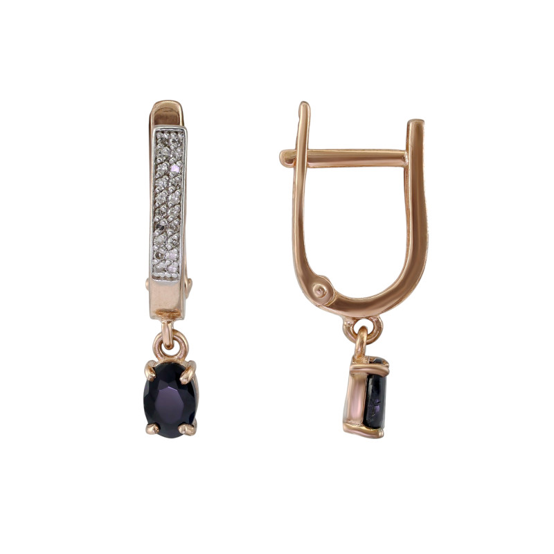 Серьги из серебра с сапфиром и бриллиантами