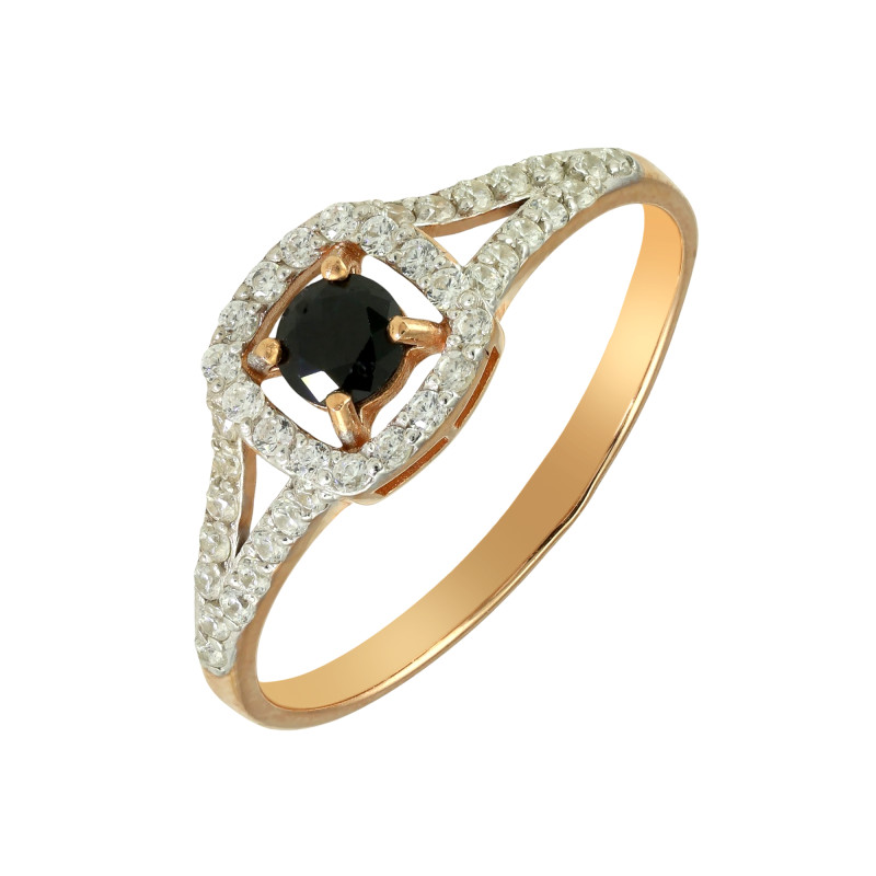 Серебряное кольцо золочёное с сапфиром