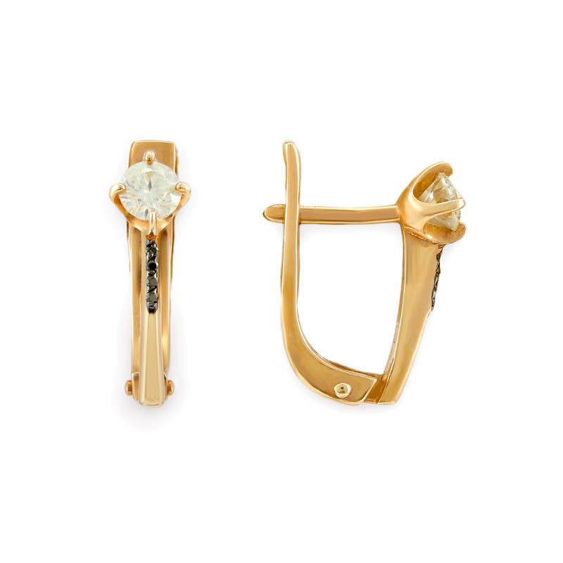 Серебряные серьги с бриллиантами и муассанитами