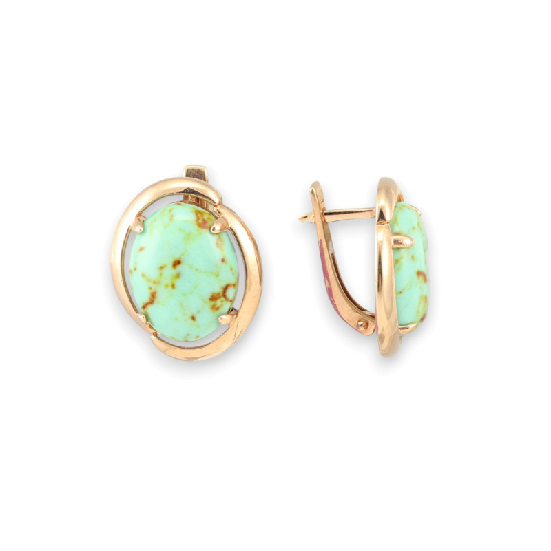 Серьги с позолотой и бирюзой