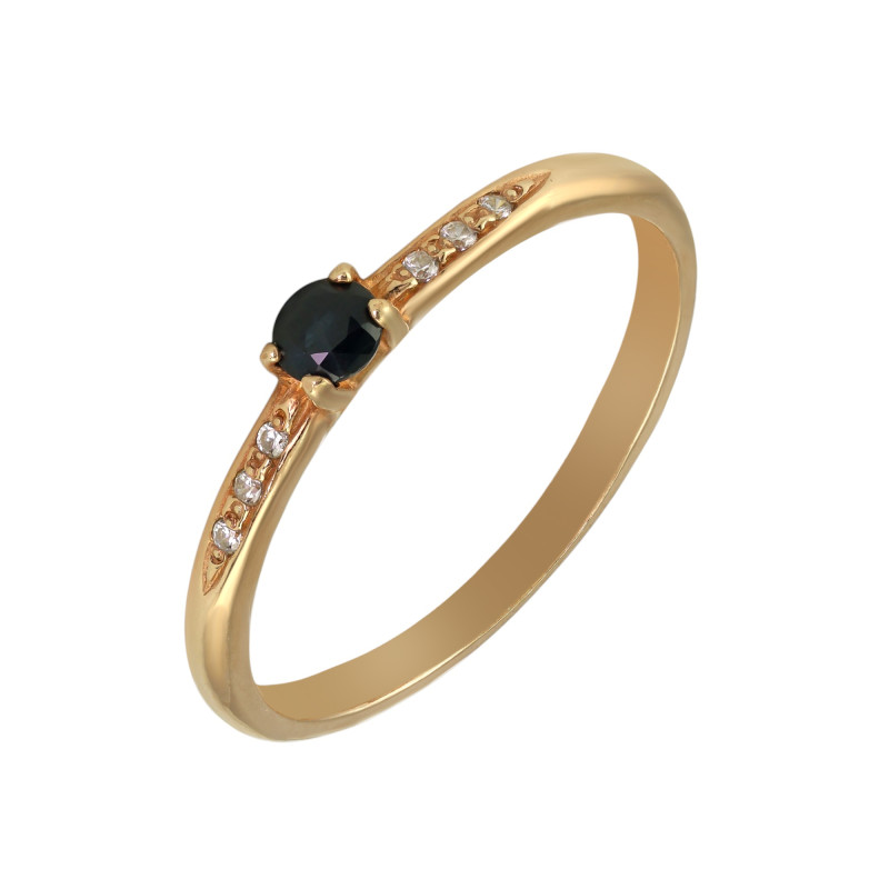 Кольцо из серебра с сапфиром и фианитами