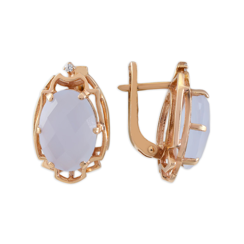 Серебряные серьги с искусственным халцедоном