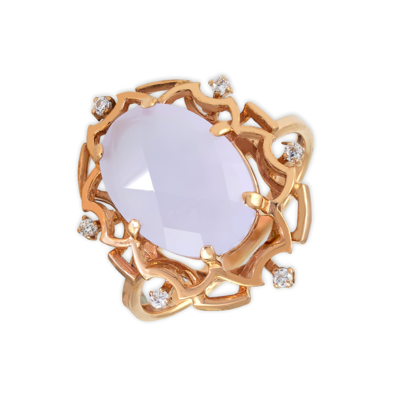 Серебряное кольцо с искусственным халцедоном