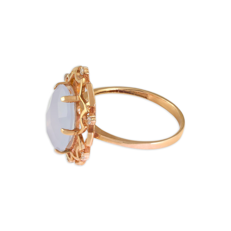 Серебряное кольцо с искусственным халцедоном