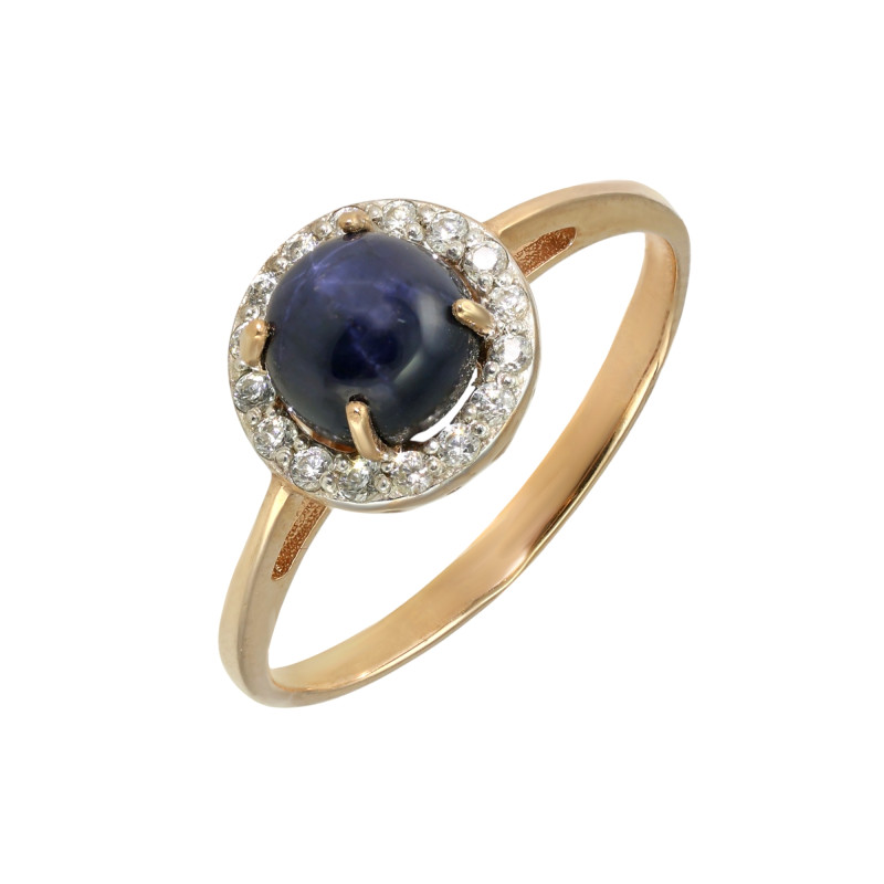 Кольцо из серебра с сапфиром и фианитами