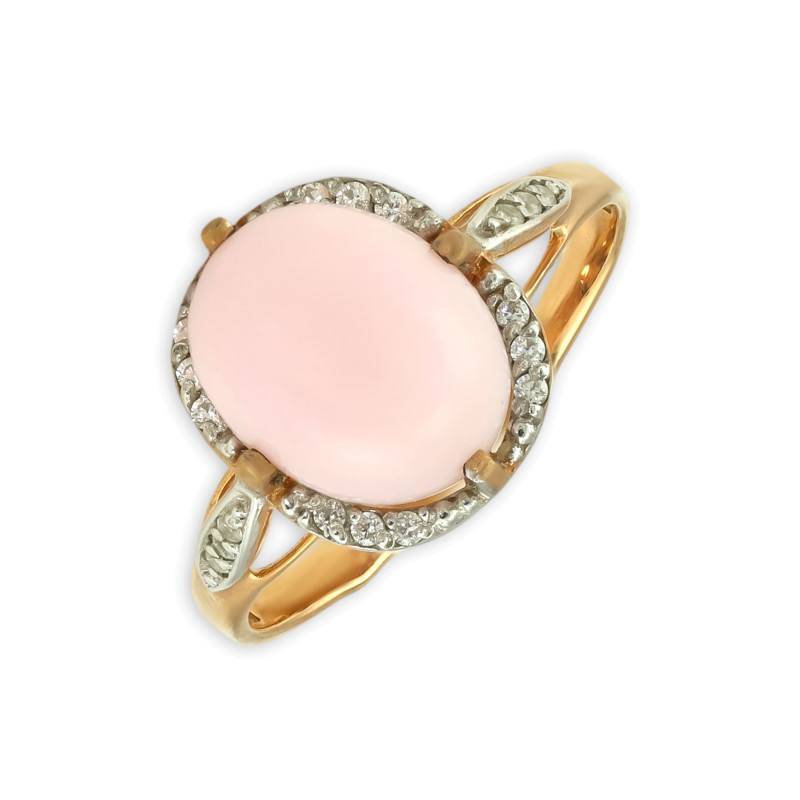 Кольцо из серебра с опалом и фианитами