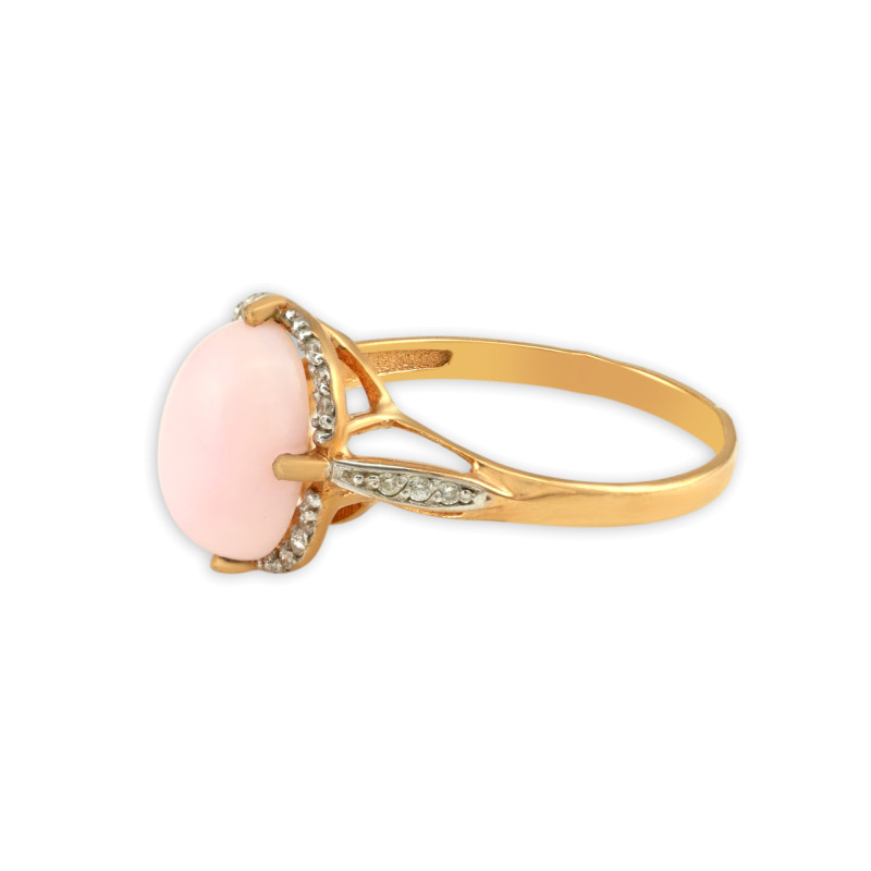 Кольцо из серебра с опалом и фианитами