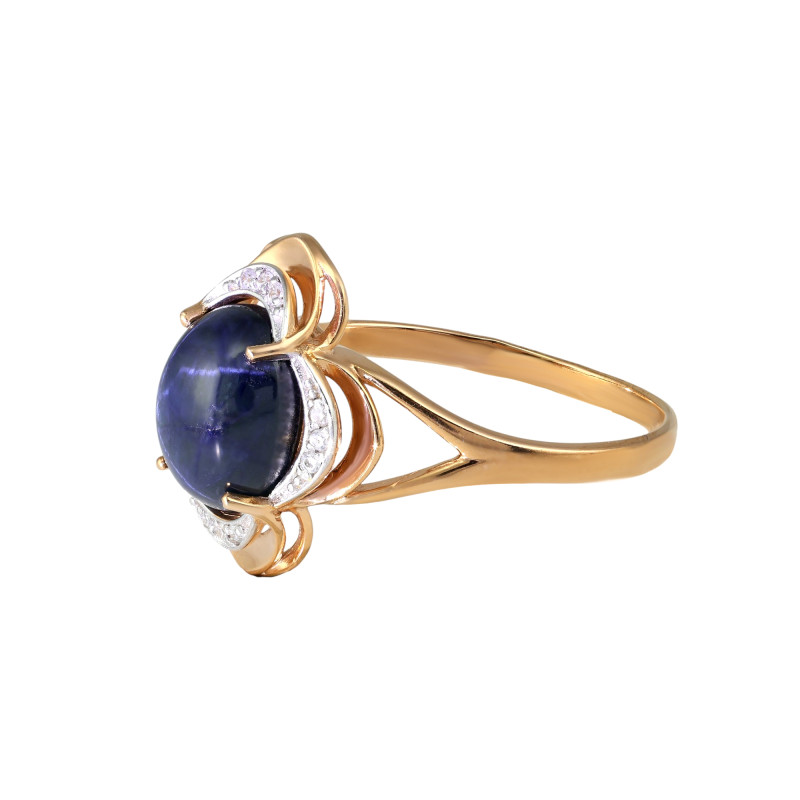 Кольцо из серебра с сапфиром и фианитами