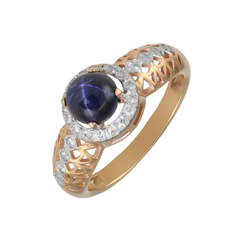 Кольцо из серебра золочёное с сапфиром