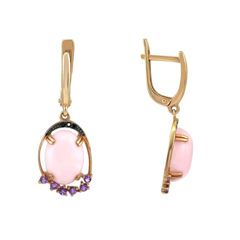 Серебряные серьги с опалом и аметистами