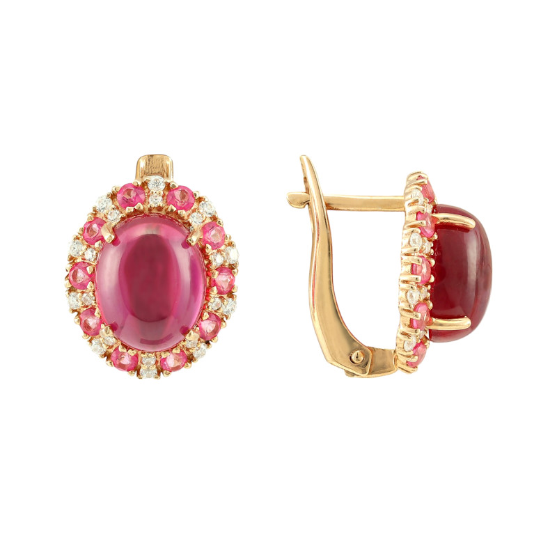 Серебряные серьги с рубином и топазами