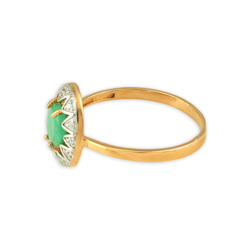 Кольцо из серебра с ифианитом и изумрудом