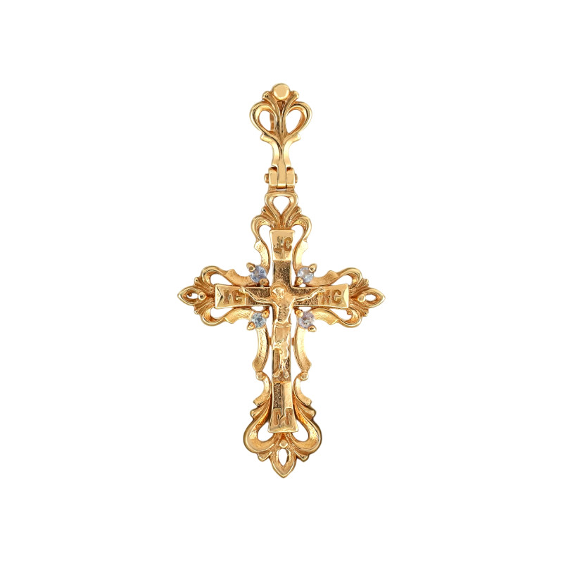 Крест позолоченный с танзанитами