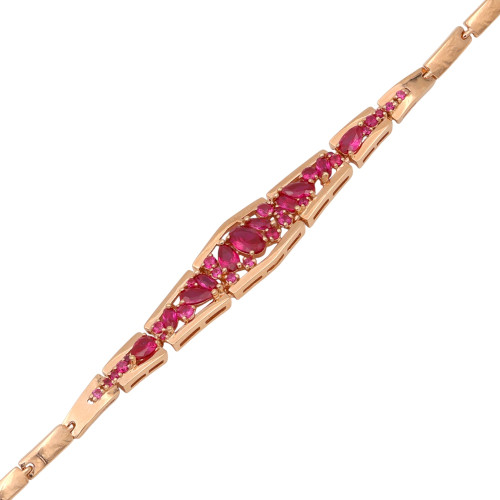 Брасет с синтетическими рубинами и фианитами