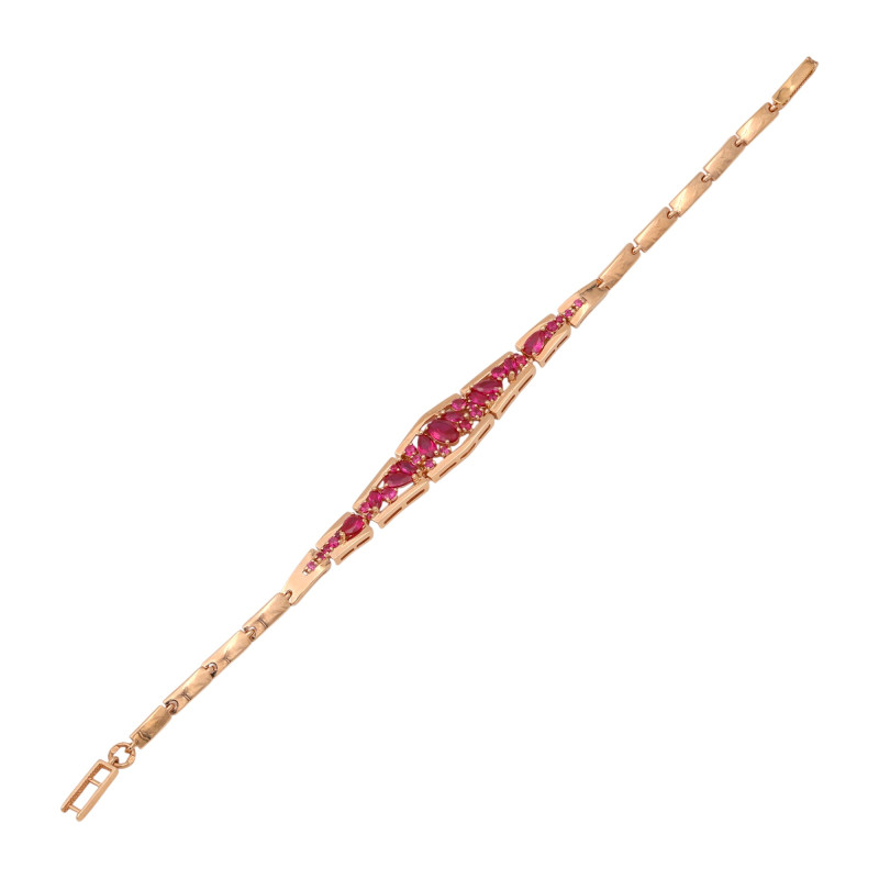 Брасет с синтетическими рубинами и фианитами