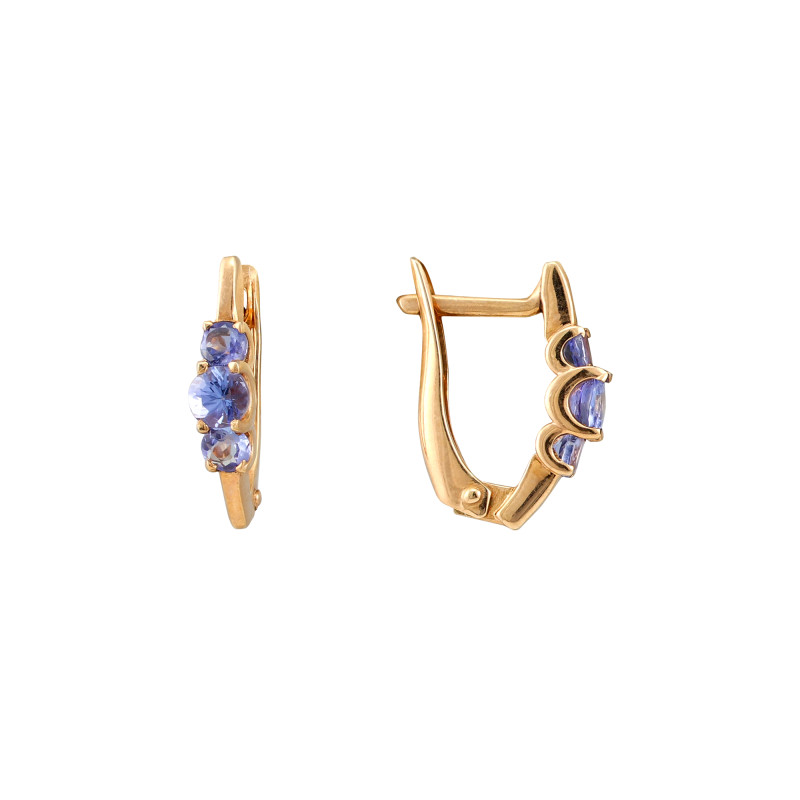 Серьги из серебра с натуральными танзанитами