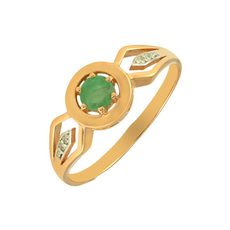 Кольцо из серебра с изумрудом и фианитами