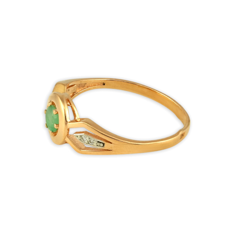 Кольцо из серебра с изумрудом и фианитами