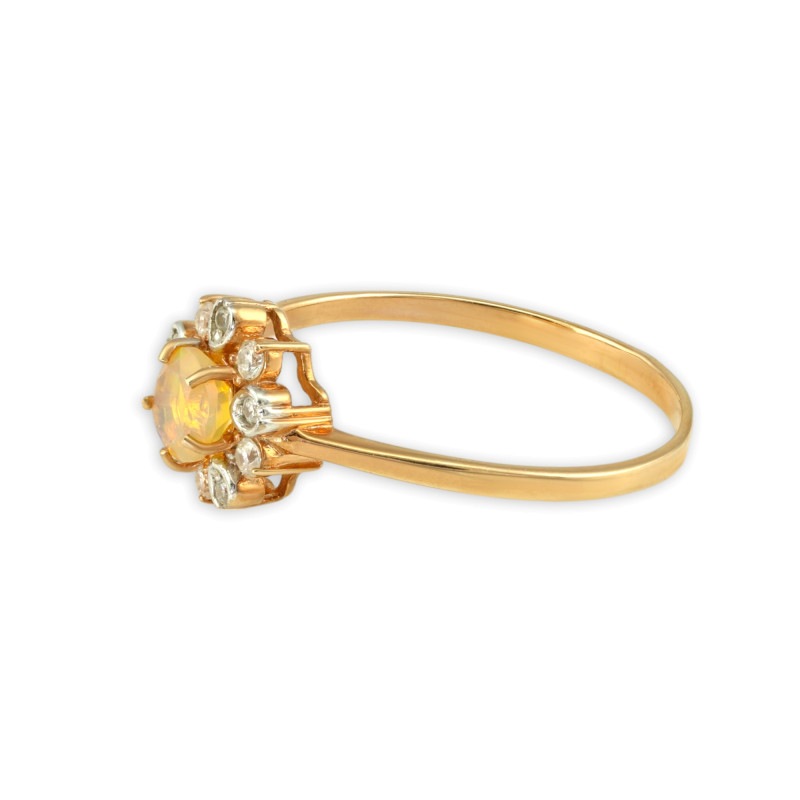 Кольцо из серебра с опалом и фианитами