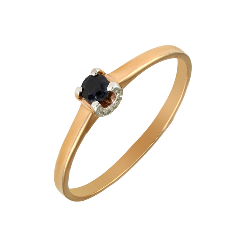 Кольцо из серебра с сапфиром и фианитами