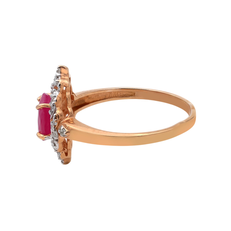 Кольцо серебряное с рубином и фианитами