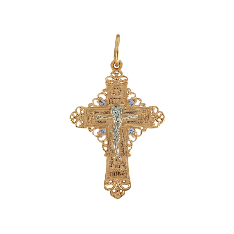 Крест из серебра с позолотой и танзанитами