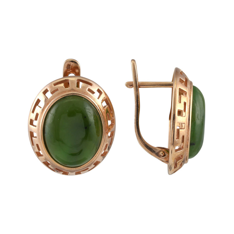 Серьги серебряные с нефритом