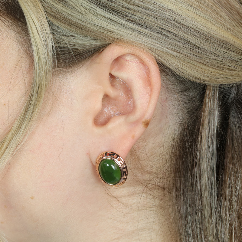 Серьги серебряные с нефритом